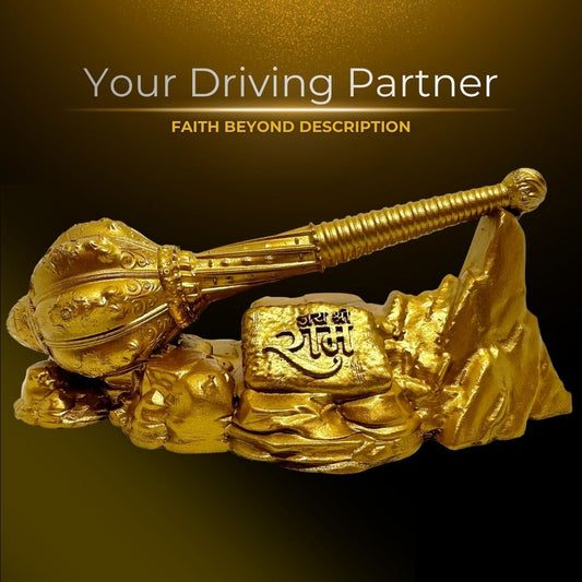 Hanuman Gada with Jai Shri Ram on Ram Setu Stone for Car Dashboard, Office Desk, Mandir/Temple and Home Decor