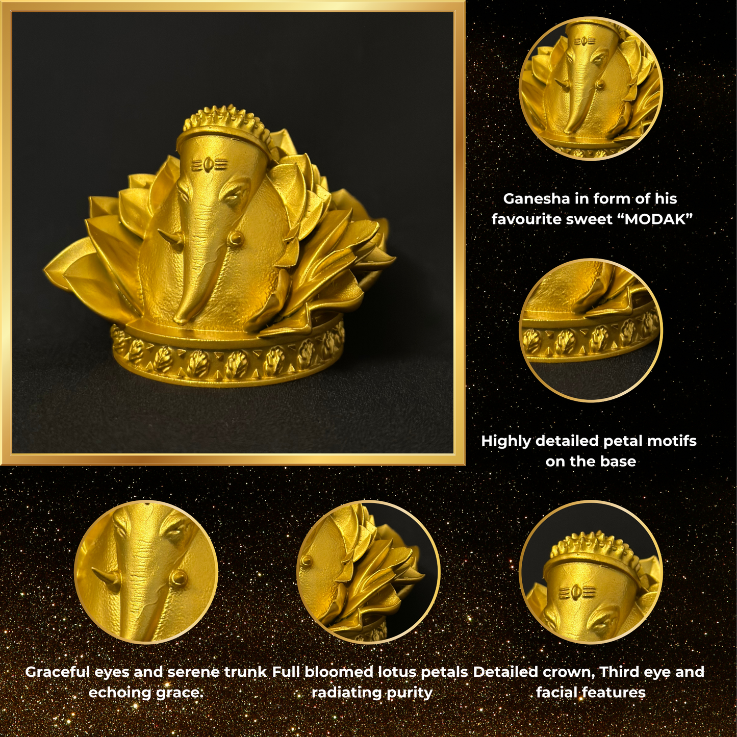Lord Ganesha on Lotus in Modak Form