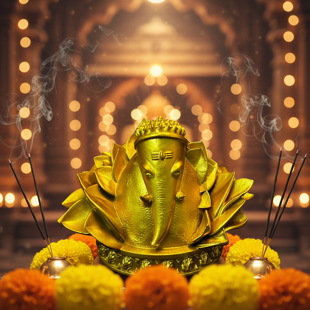 Lord Ganesha on Lotus in Modak Form
